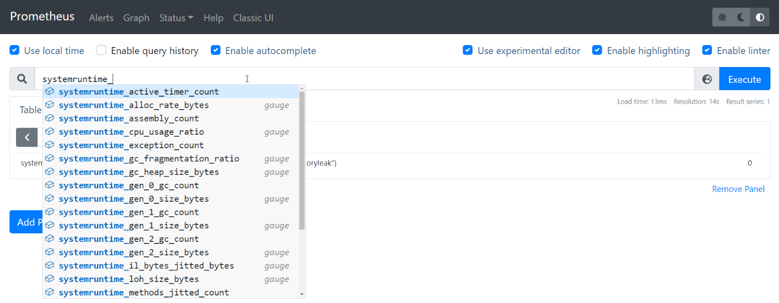 Prometheus dashboard